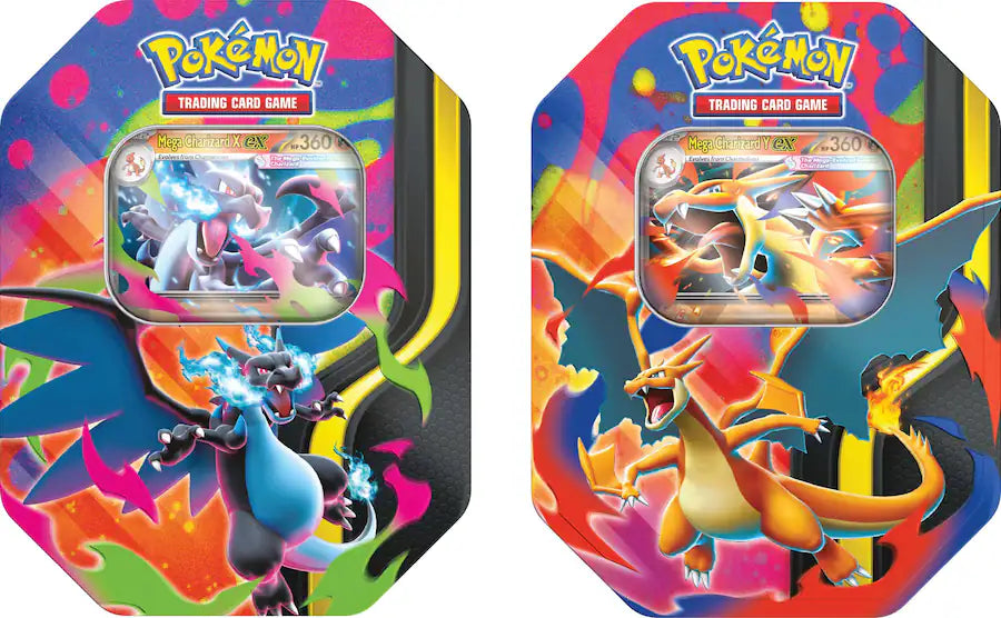Pokémon - Mega Charizard Tins pre-order release rebruary 20,2026 PAIR (1 of each)