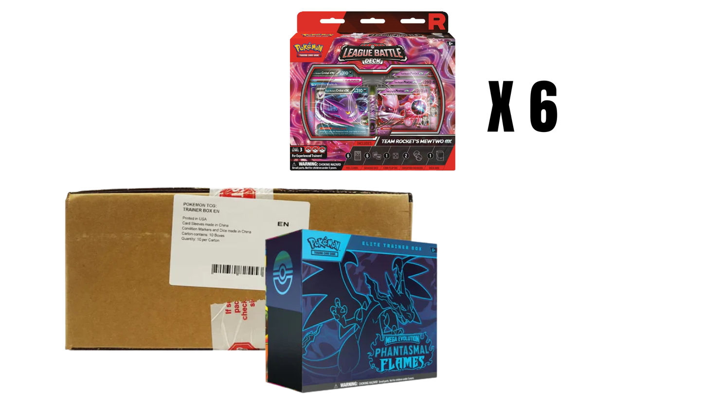 READ- 1 Phantasmal Flames Elite trainer box Case AND 1 mewtwo ex battle deck case pre-order release November 14