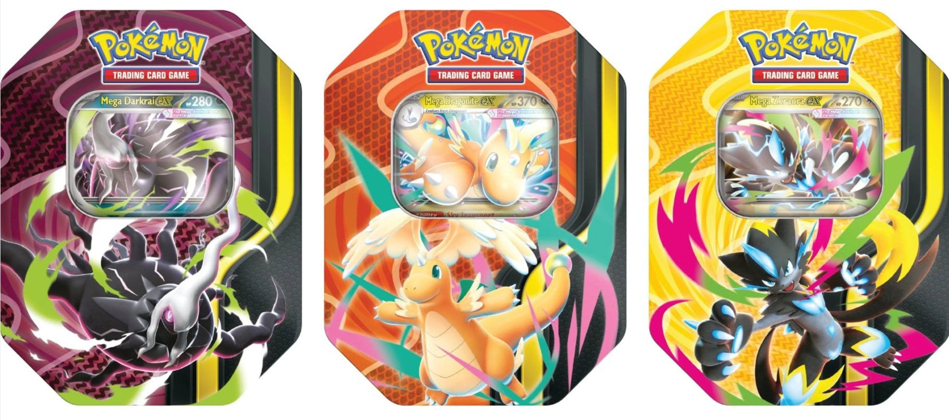 Pokemon Mega Forces Tins trio (3 tins, 1 each) presale release August – ThePokeHive