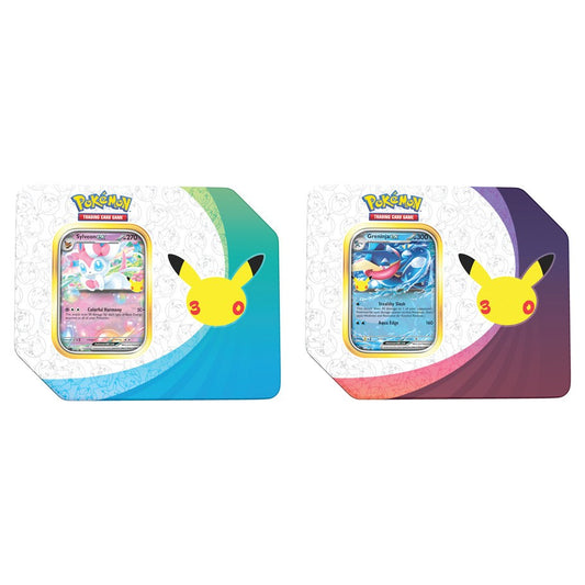 Pokemon 30th anniversary tin set Pre-order release December 4, 2026 (one sylveon, one greninja tin)